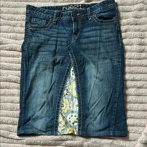 Rue21 Denim Skirt with Floral Accent